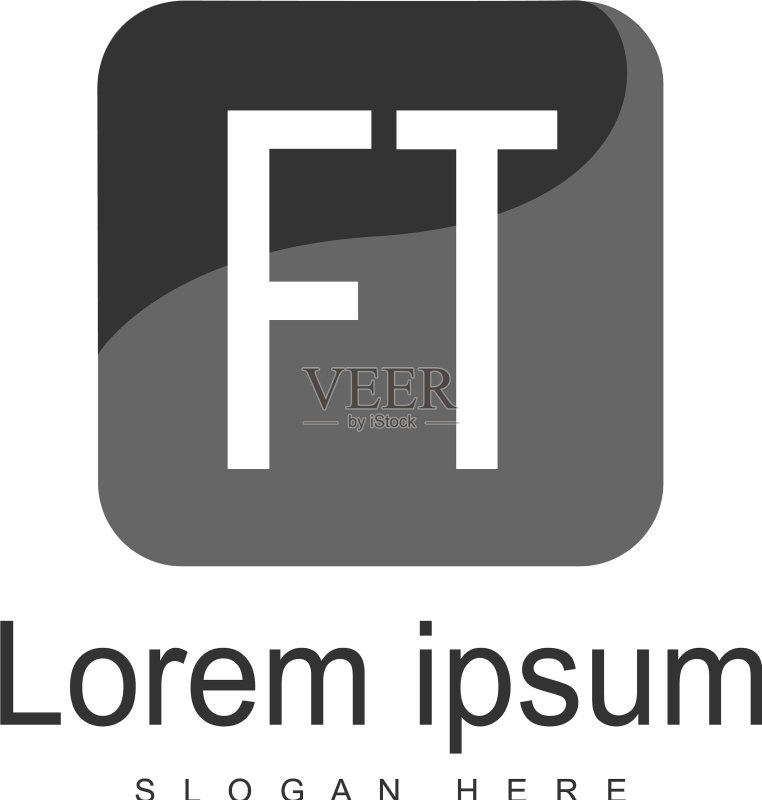 现代边框FT字母logo模板图标素材