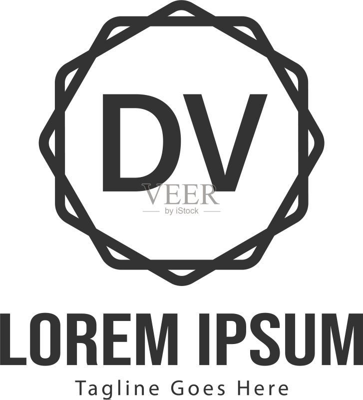 首字母DV现代框架标志模板图标素材