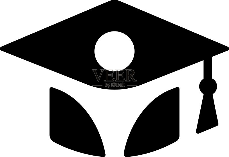 黑白色学士帽图标素材
