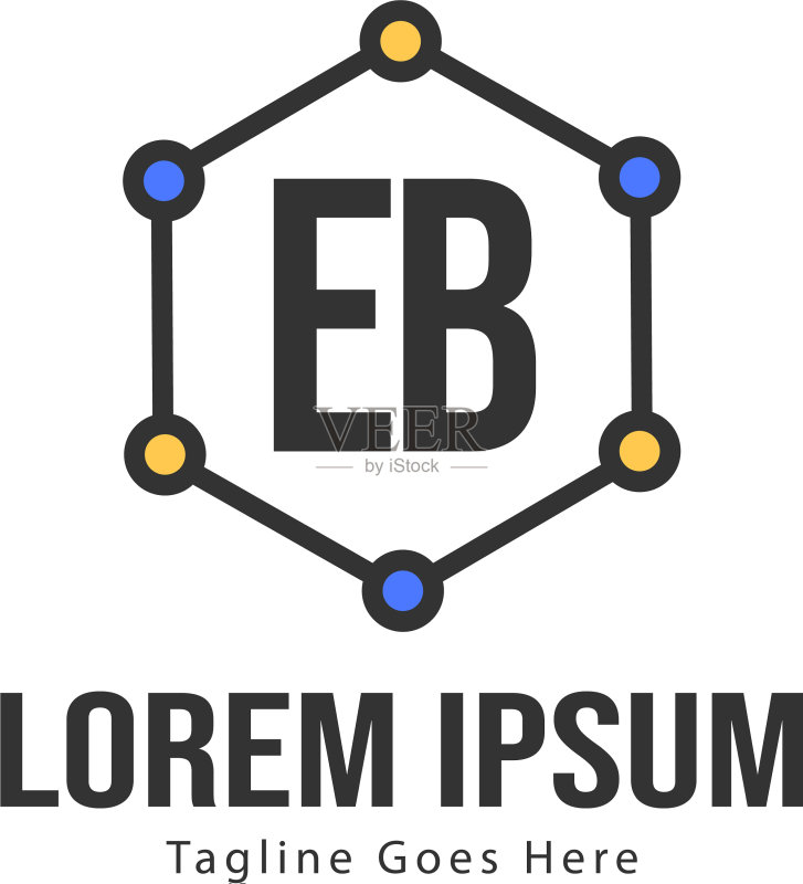 EB字母现代框架logo模板图标素材