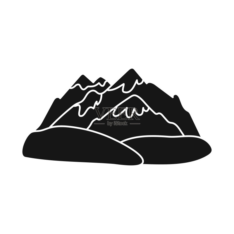 孤立物体山脉和岩石标志集图标素材