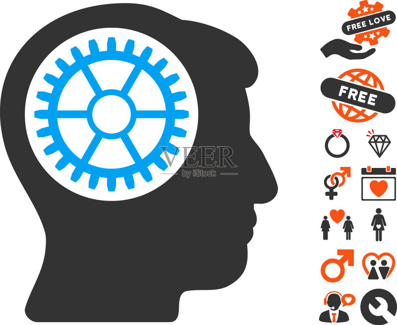 带有约会奖励的齿轮图标图标素材