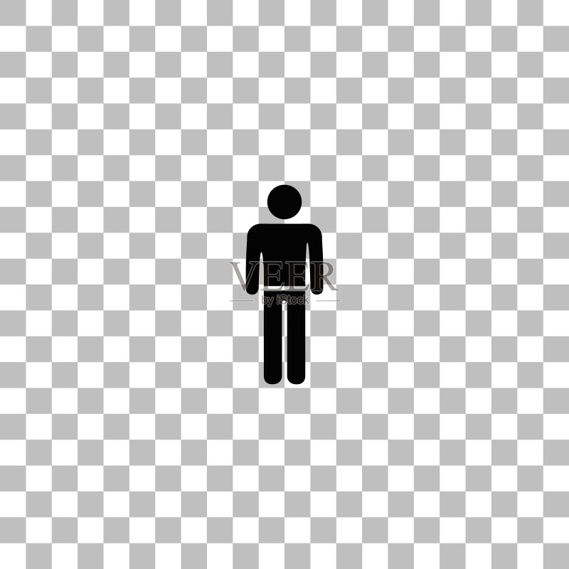 男人站立剪影扁平图标图标素材