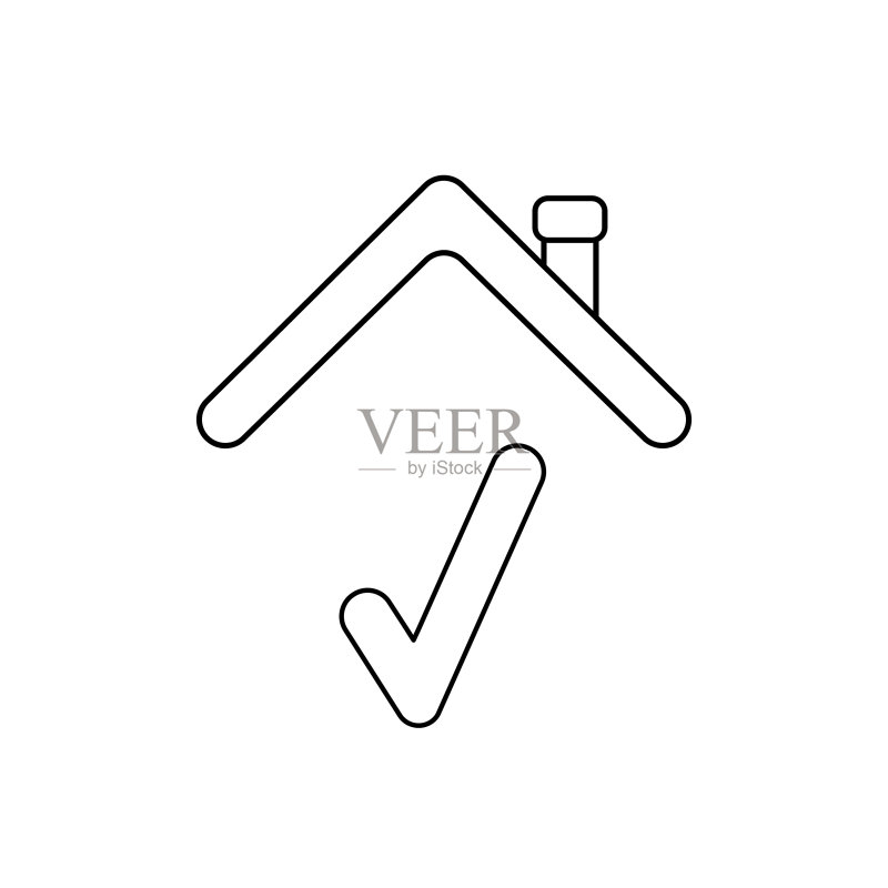 屋顶下的勾选标记概念图标图标素材