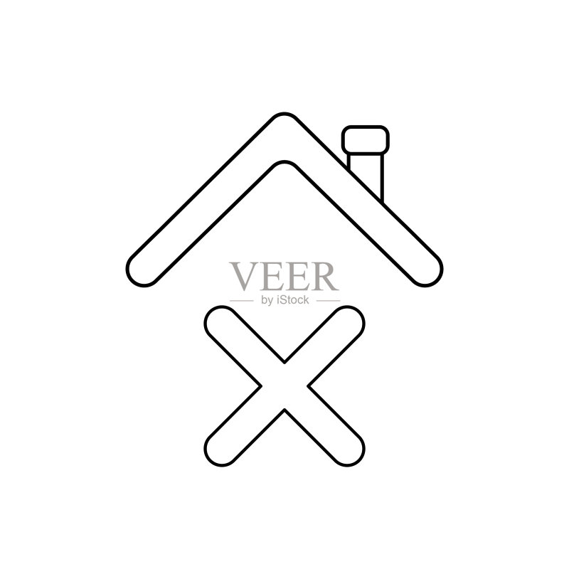 屋顶下的X标记图标概念图标素材