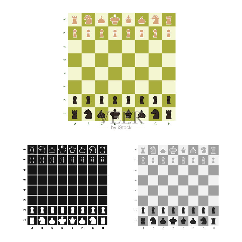 独立棋盘和棋盘标志套装图标素材