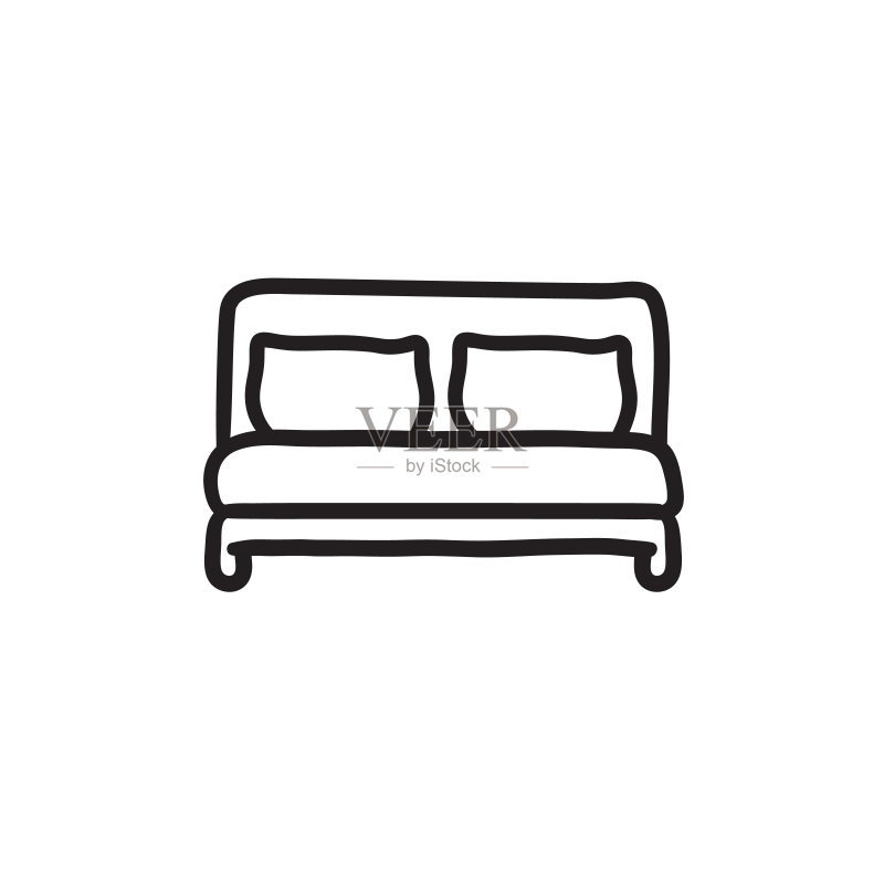 双人床素描图标图标素材