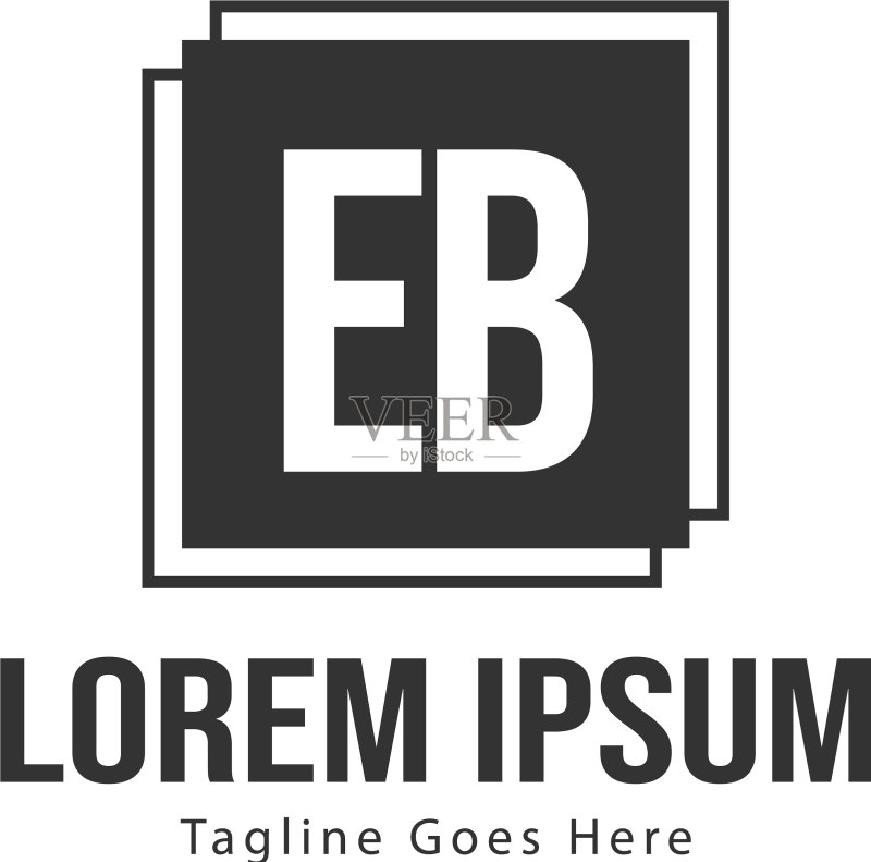 EB字母现代框架logo模板图标素材