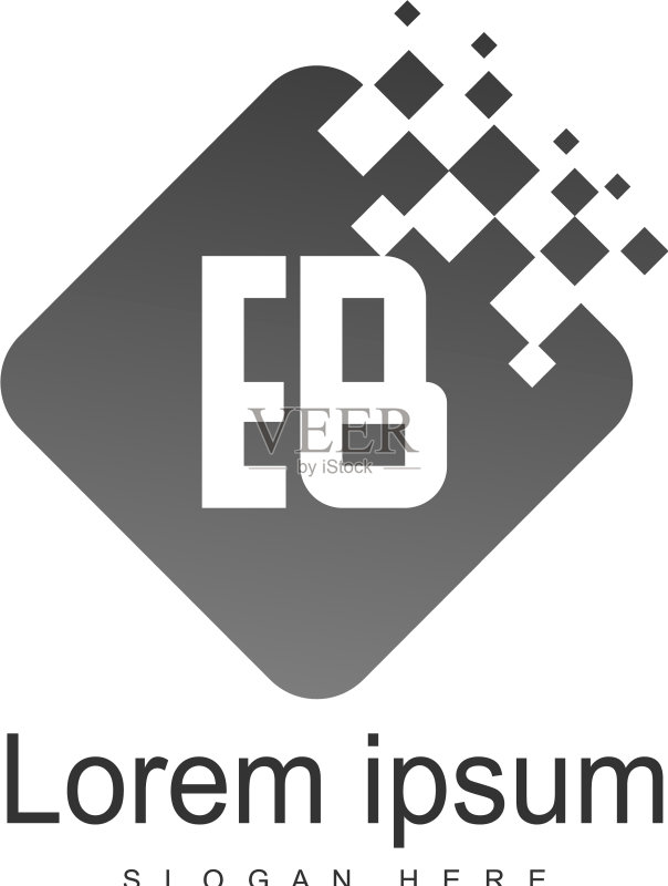 EB字母现代框架logo模板图标素材