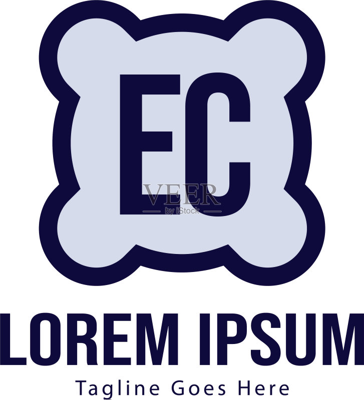 现代框架EC字母logo模板图标素材