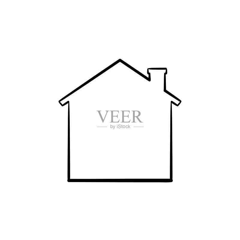 房屋手绘轮廓涂鸦图标图标素材