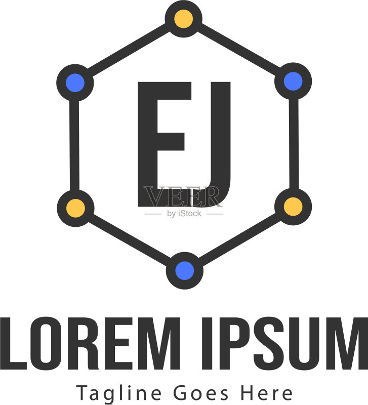 字母EJ现代边框logo模板图标素材