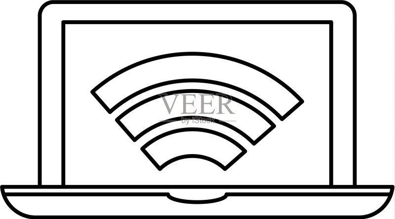 已连接到WIFI的笔记本电脑图标素材