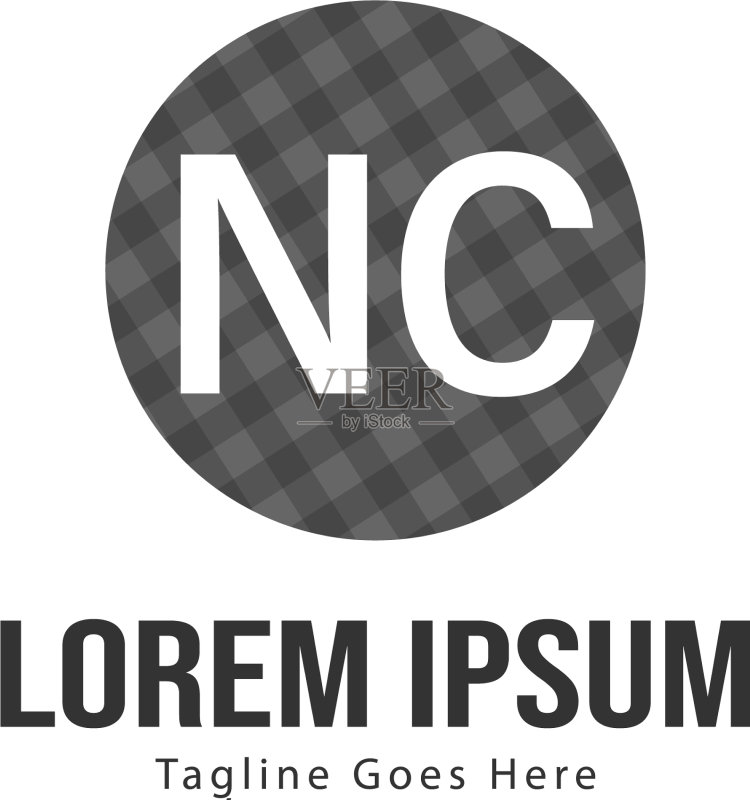 带有现代框架的NC首字母Logo模板图标素材