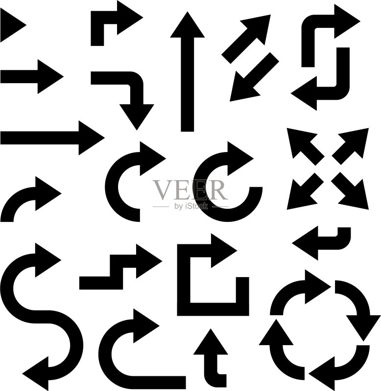 黑色粗体Web箭头图标合集图标素材