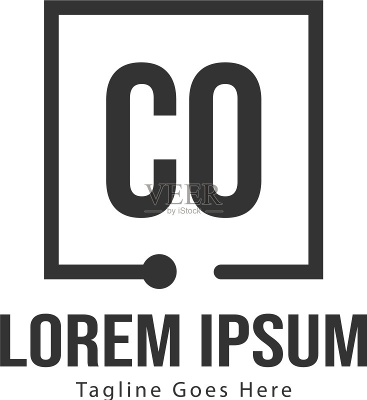 现代框架CO首字母Logo模板图标素材