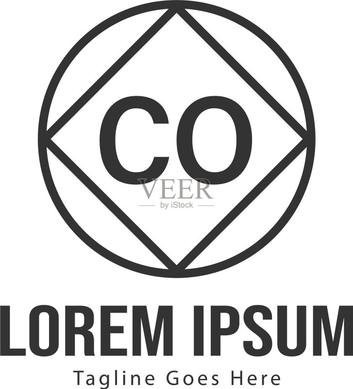 现代框架CO首字母Logo模板图标素材