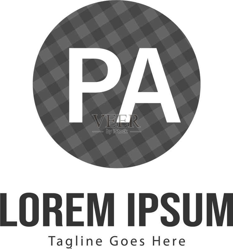 带有现代框架的PA首字母标志模板图标素材