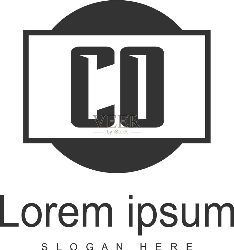 现代框架CO首字母Logo模板图标素材