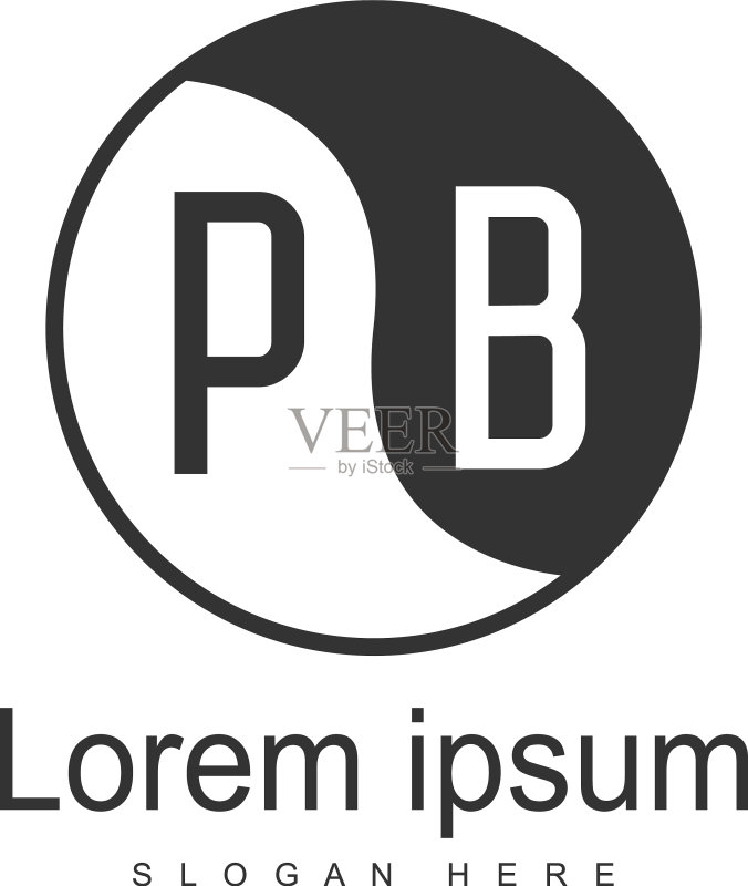 PB字母现代框架logo模板图标素材