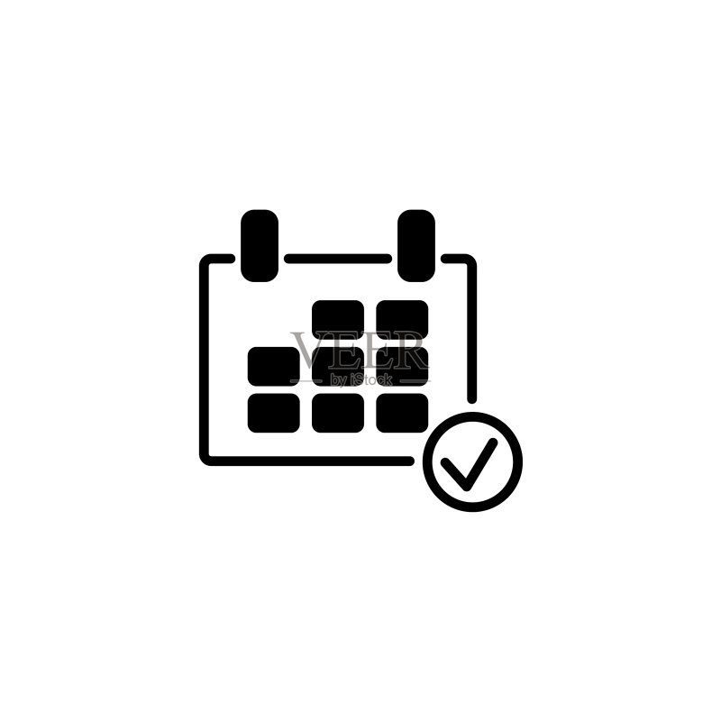 白色背景上的日历Web线条图标图标素材