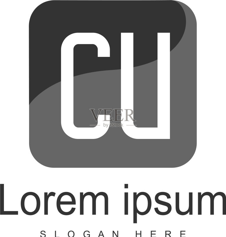 现代框架CU字母logo模板图标素材