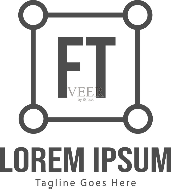 现代边框FT字母logo模板图标素材