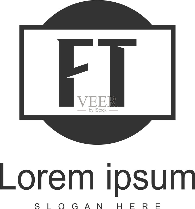 现代边框FT字母logo模板图标素材