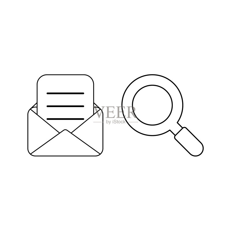 邮件信封和手写纸张概念图标图标素材