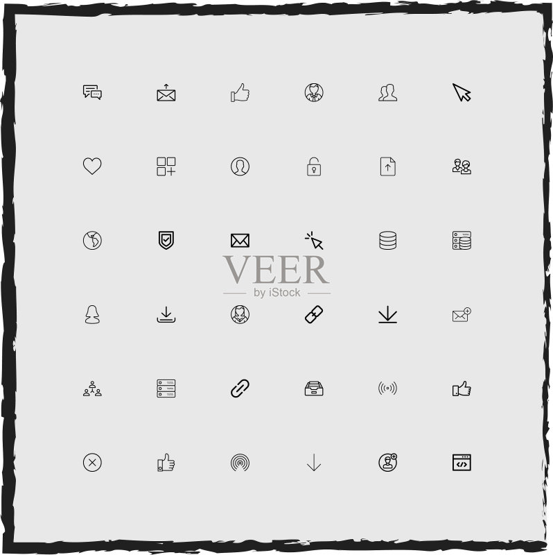 Web简约线性图标集图标素材