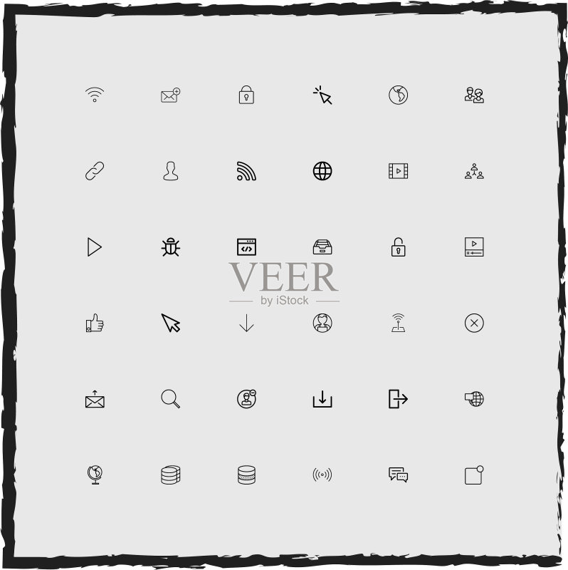 Web简约线性图标集图标素材