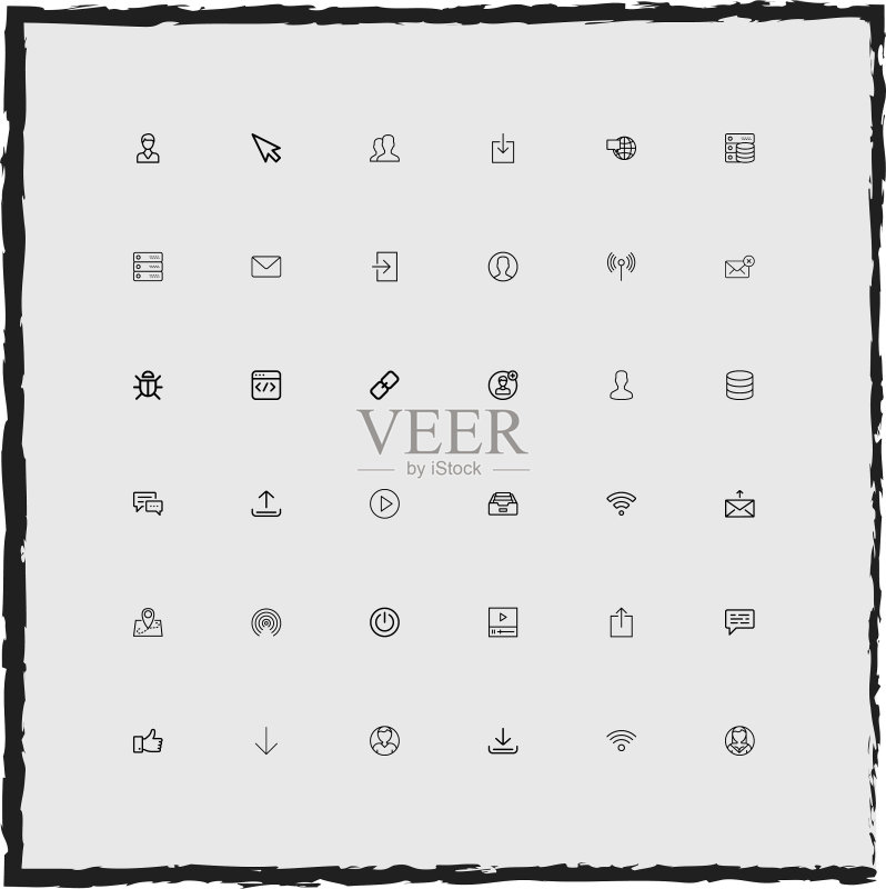 Web简约线性图标集图标素材
