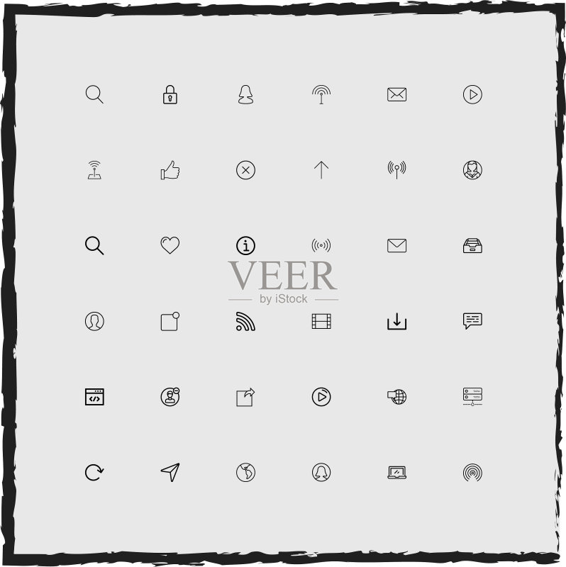 Web简约线性图标集图标素材