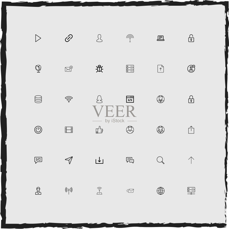 Web简约线性图标集图标素材