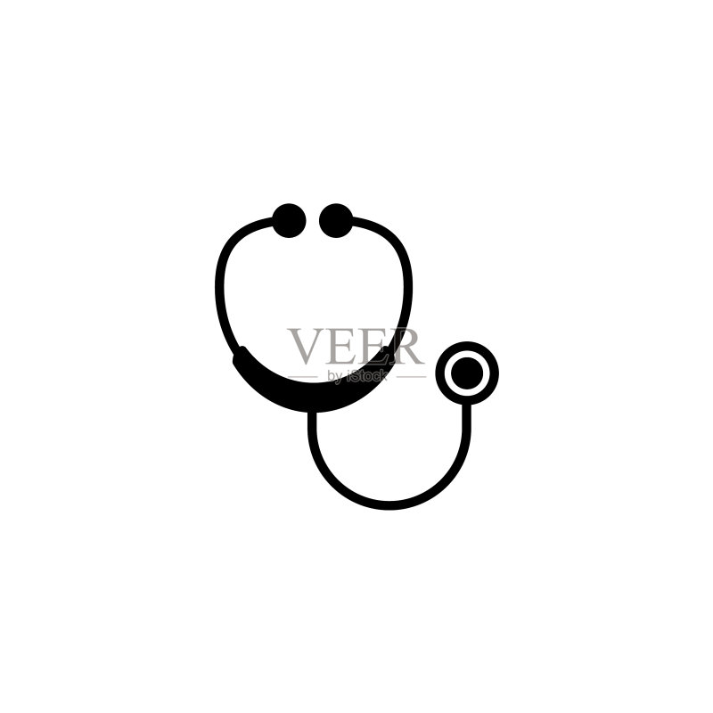 白色背景上的黑色Web听诊器图标图标素材