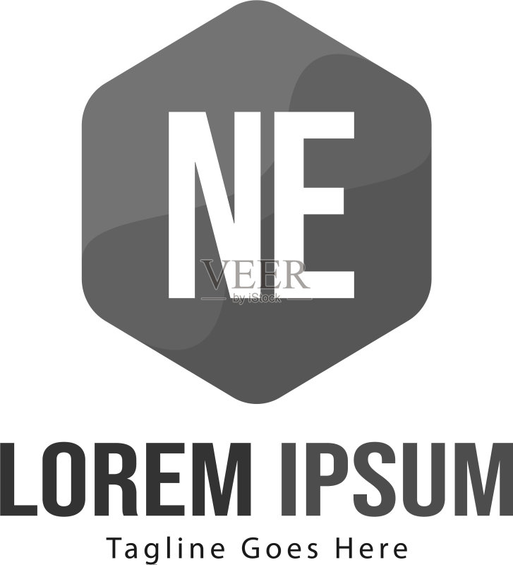 现代框架NE字母logo模板图标素材