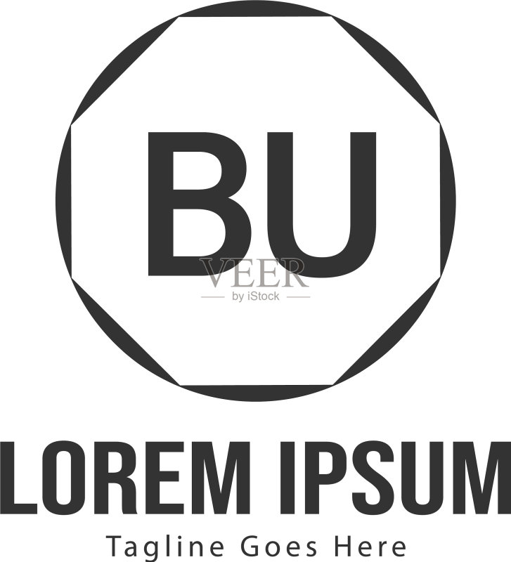 BU字母Logo设计:创意现代风格图标素材