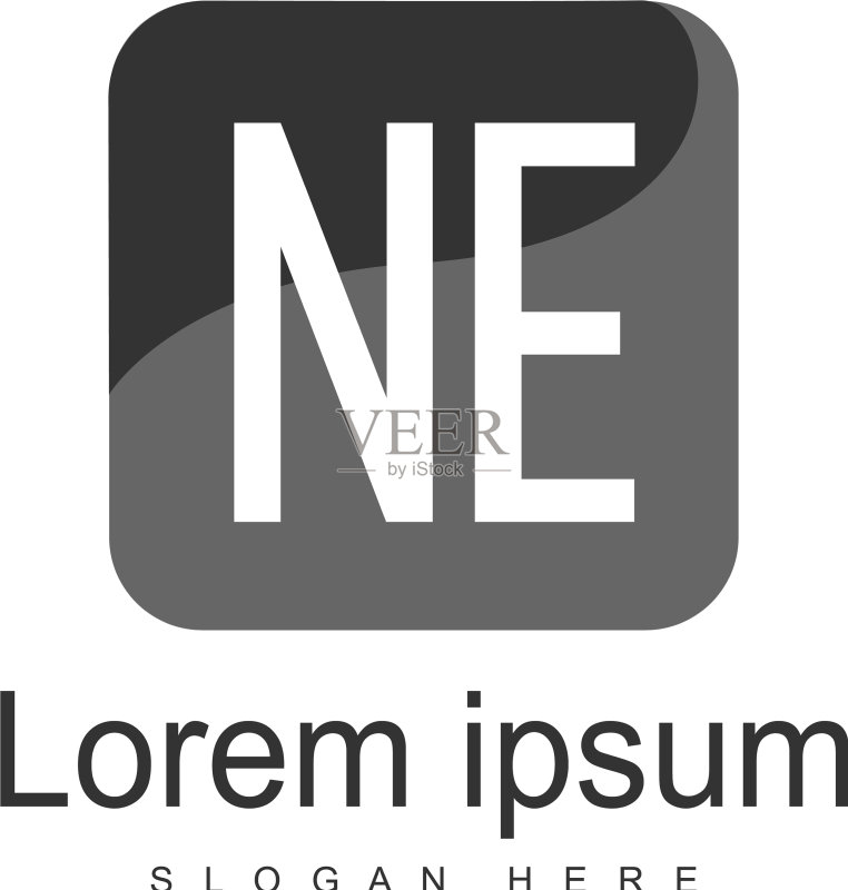 现代框架NE字母logo模板图标素材