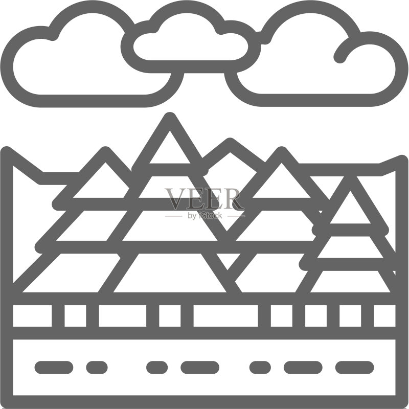 森林和树木景观线条图标图标素材