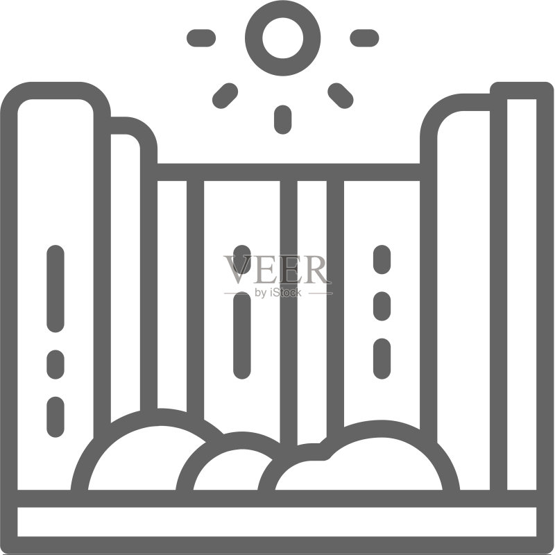 瀑布和山景线条图标图标素材
