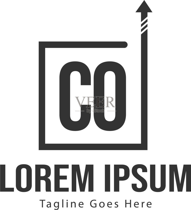 现代框架CO首字母Logo模板图标素材