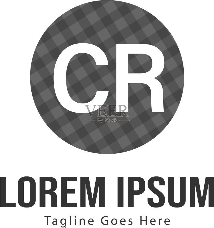 现代框架CR首字母Logo模板图标素材