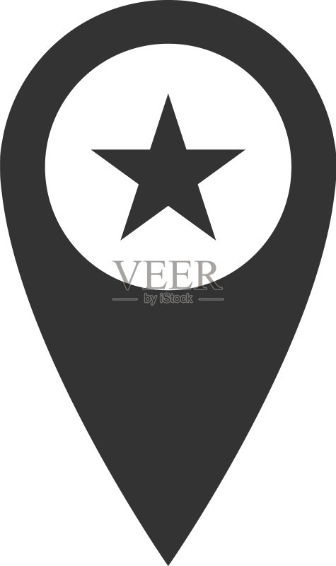 带有星星图标的地图指针,独立星星收藏图标素材