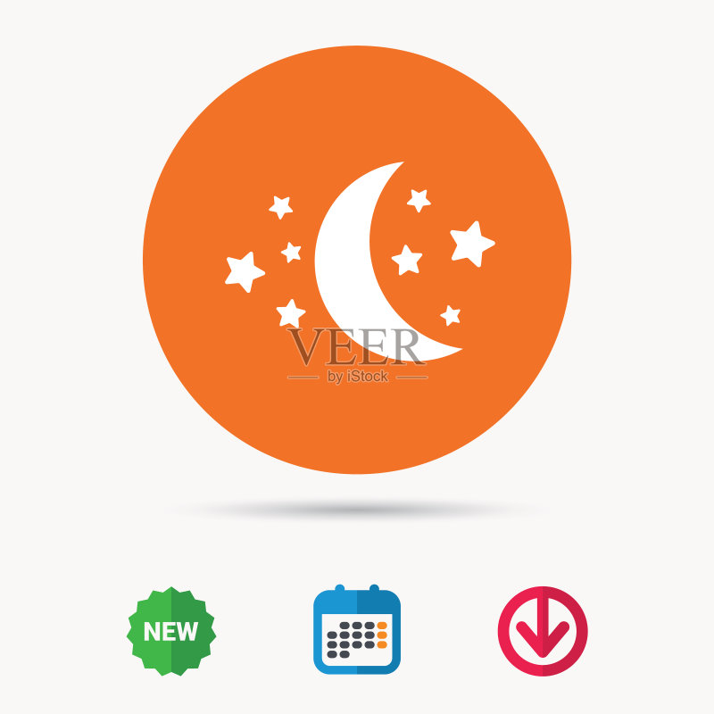 月亮星星图标夜间睡眠标志图标素材