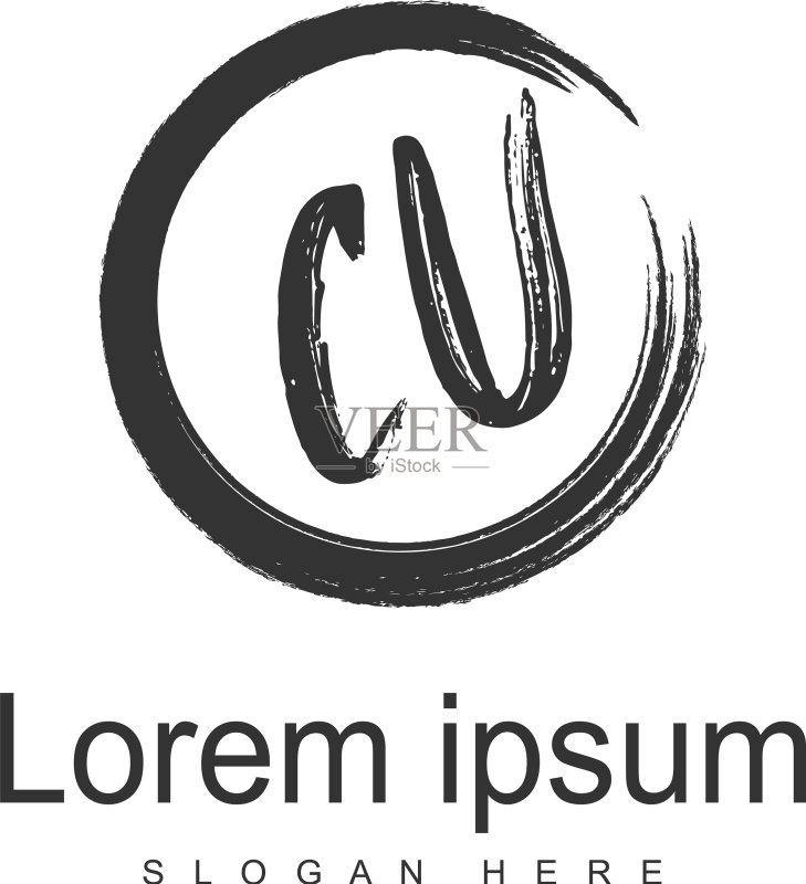 现代框架CU字母logo模板图标素材