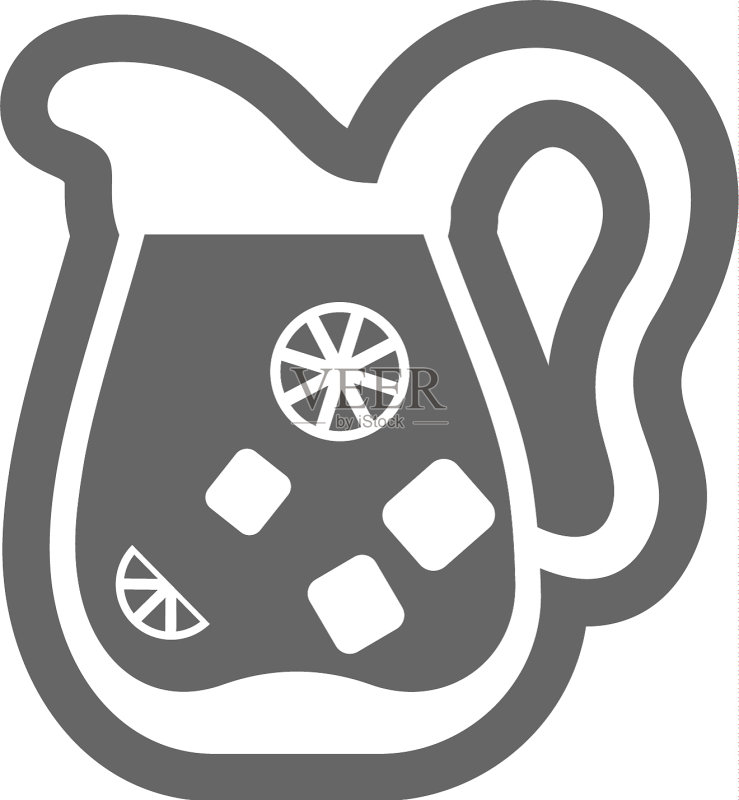 柠檬水壶与柑橘冰块图标图标素材