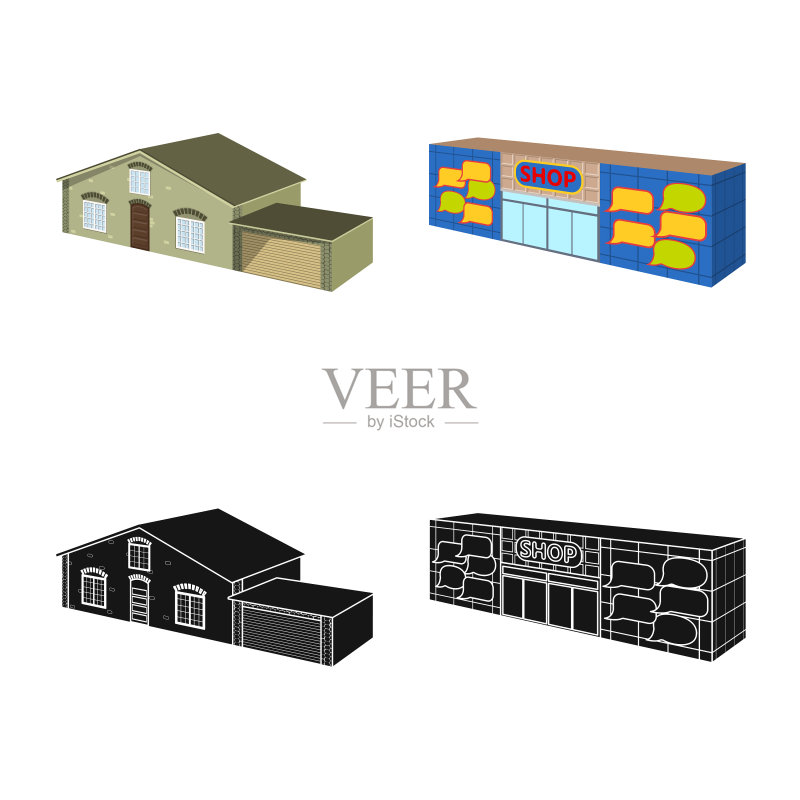建筑外立面和住宅标志图标素材