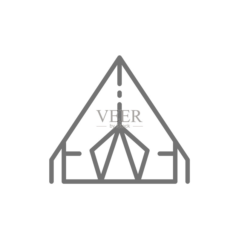 露营帐篷旅行亭子线条图标图标素材
