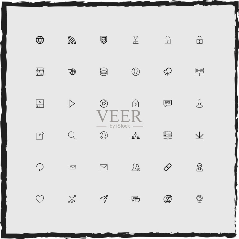 Web简约线性图标集图标素材
