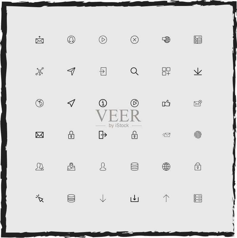 Web简约线性图标集图标素材